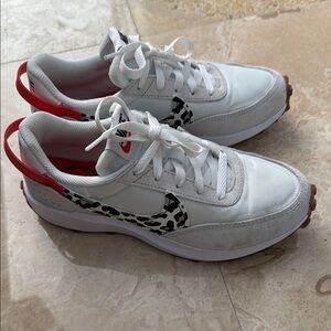 Women's Waffle Debut Retro Sneaker with Leopard Swoosh